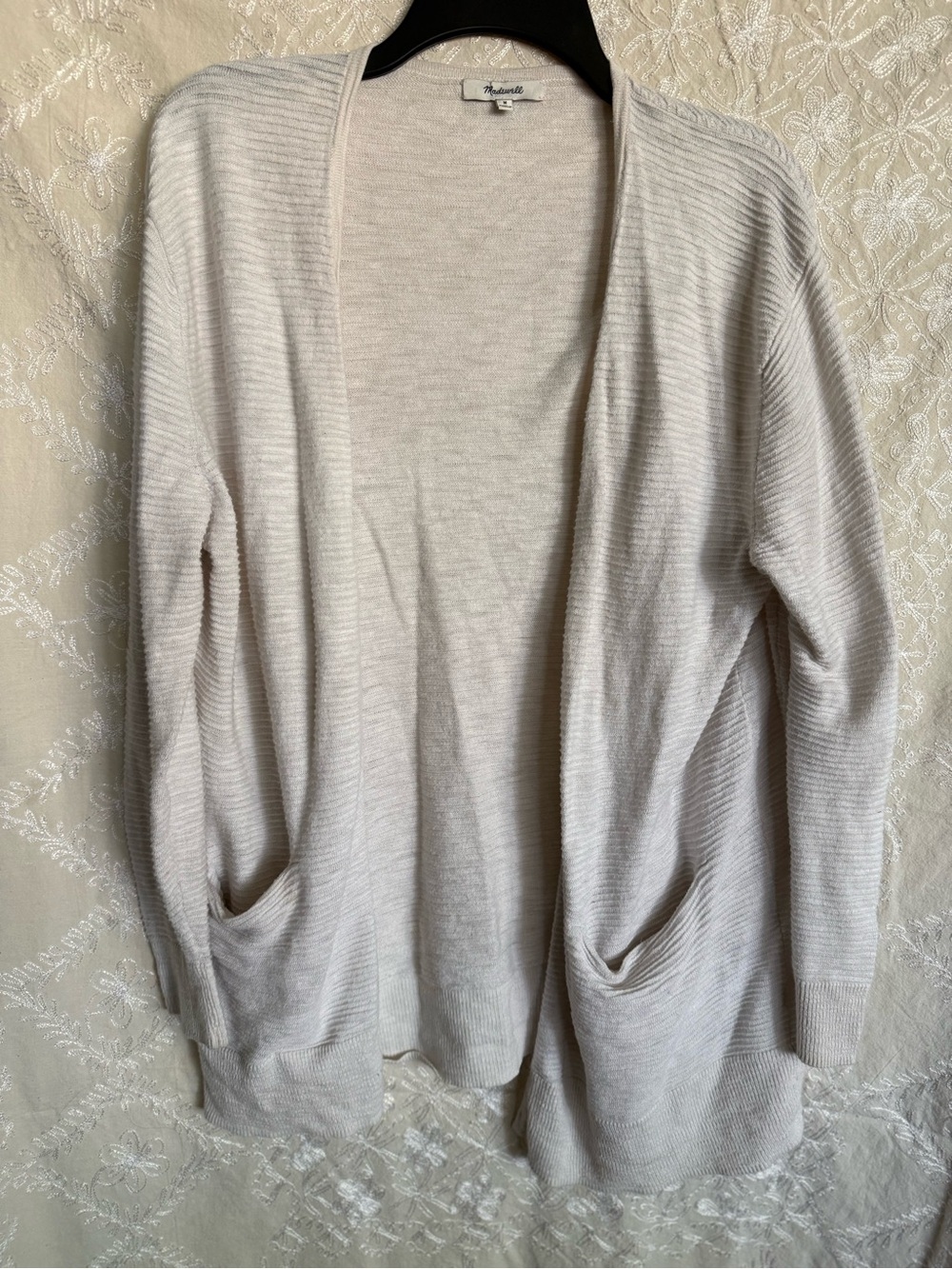 Madewell Open-Front Cream Ribbed Women's Cardigan